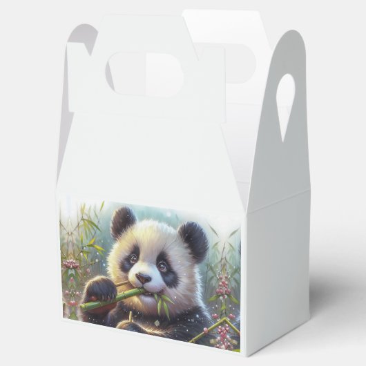 Schattige Panda Beer Eten Bamboe Bedankdoosjes (Geopend)