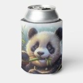 Schattige Panda Beer Eten Bamboe Blikjeskoeler (Blikje Achterkant)