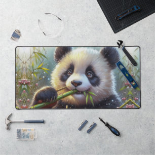 Schattige Panda Beer Eten Bamboe Bureaumat