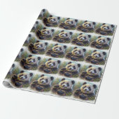 Schattige Panda Beer Eten Bamboe Cadeaupapier (Uitgerold)