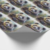 Schattige Panda Beer Eten Bamboe Cadeaupapier (Hoek)