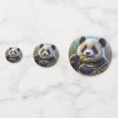 Schattige Panda Beer Eten Bamboe Confetti (Achterkanten)