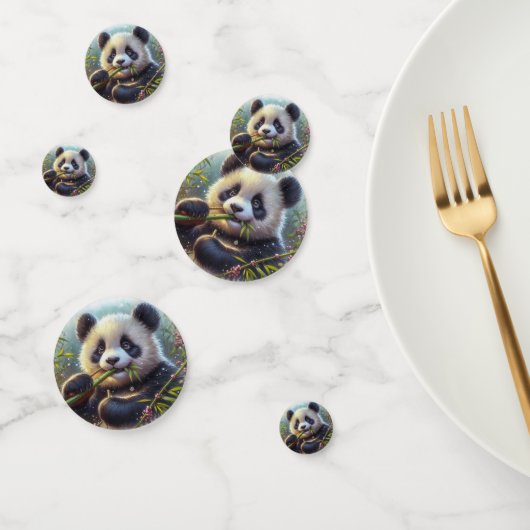 Schattige Panda Beer Eten Bamboe Confetti (Groep)