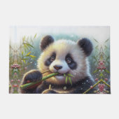 Schattige Panda Beer Eten Bamboe Deurmat (Voorkant)