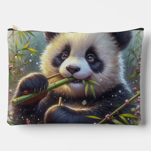 Schattige Panda Beer Eten Bamboe Etui (Voorkant)