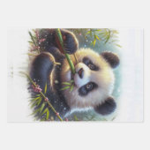 Schattige Panda Beer Eten Bamboe Inpakpapier Vel (Voorkant 2)