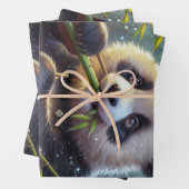 Schattige Panda Beer Eten Bamboe Inpakpapier Vel (In situ)