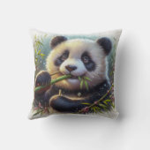 Schattige Panda Beer Eten Bamboe Kussen (Achterkant)