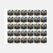Schattige Panda Beer Eten Bamboe Labels (Vel)