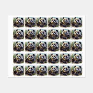 Schattige Panda Beer Eten Bamboe Labels