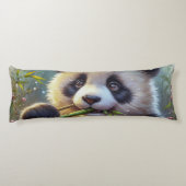 Schattige Panda Beer Eten Bamboe Lichaamskussen (Achterkant)