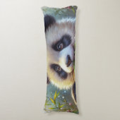 Schattige Panda Beer Eten Bamboe Lichaamskussen (Voorkant Verticaal)