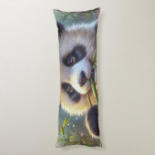 Schattige Panda Beer Eten Bamboe Lichaamskussen (Achterkant (Verticaal))