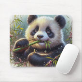 Schattige Panda Beer Eten Bamboe Muismat (Met muis)