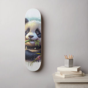 Schattige Panda Beer Eten Bamboe Persoonlijk Skateboard