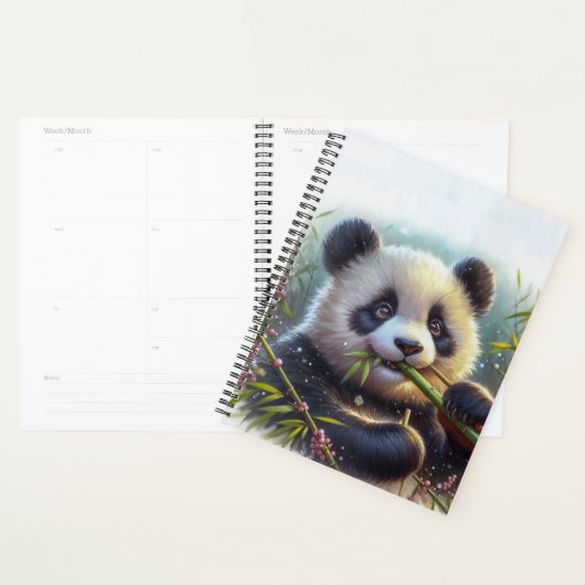 Schattige Panda Beer Eten Bamboe Planner (Display)