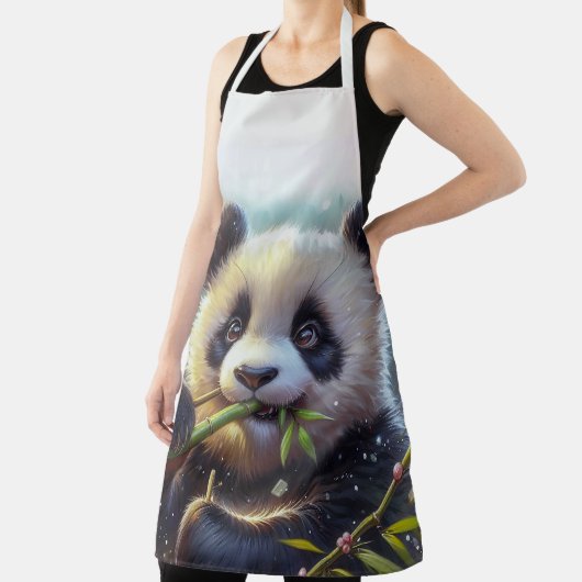 Schattige Panda Beer Eten Bamboe Schort (Insitu)