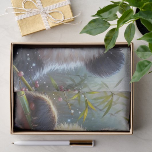 Schattige Panda Beer Eten Bamboe Tissuepapier (Geschenk)