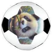 Schattige Panda Beer Eten Bamboe Voetbal (Gedraaid)