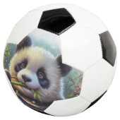 Schattige Panda Beer Eten Bamboe Voetbal (Drie kwart)