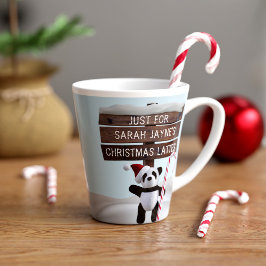Schattige Panda Beer Feestelijke Kerstkoffie Latte Mok