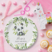 Schattige Panda Beer groen Baby shower Verjaardag Papieren Bordje (Feest)