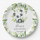 Schattige Panda Beer groen Baby shower Verjaardag Papieren Bordje (Voorkant)