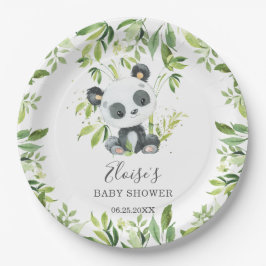 Schattige Panda Beer groen Baby shower Verjaardag Papieren Bordje