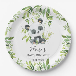 Schattige Panda Beer groen Baby shower Verjaardag Papieren Bordje