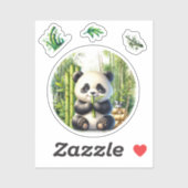 Schattige Panda Beer in het bamboebos Sticker (Vel)
