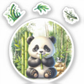 Schattige Panda Beer in het bamboebos Sticker (Voorkant)