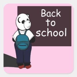 Schattige Panda Beer klaar voor school Vierkante Sticker