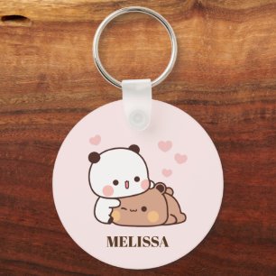 Schattige panda Beer liefde monogram roze Sleutelhanger