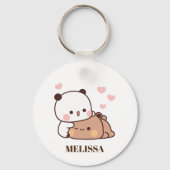 Schattige Panda Beer Liefde Monogram Sleutelhanger (Achterkant)