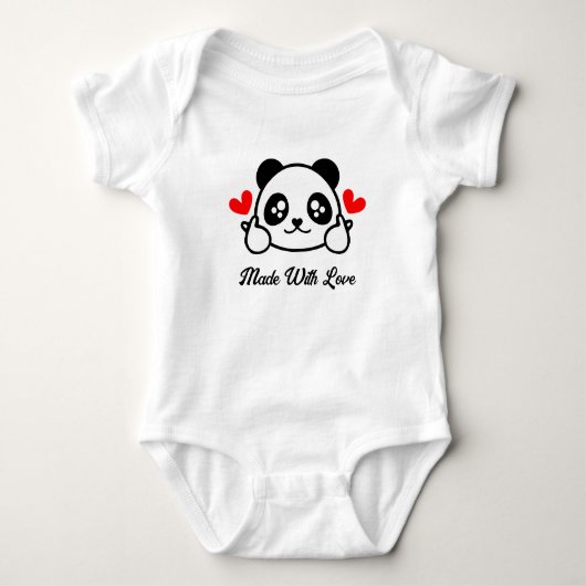 Schattige Panda Beer "Made With Love" Romper (Voorkant)