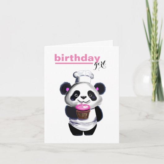 Schattige Panda Beer Meisje Verjaardag Feestdagen Kaart (Voorkant)