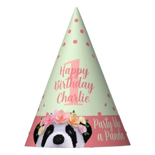 Schattige Panda Beer Meisje Verjaardagsfeestje Pet Feesthoedjes (Voorkant)