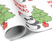 Schattige panda Beer met kerstboom Cadeaupapier (Rol Hoek)