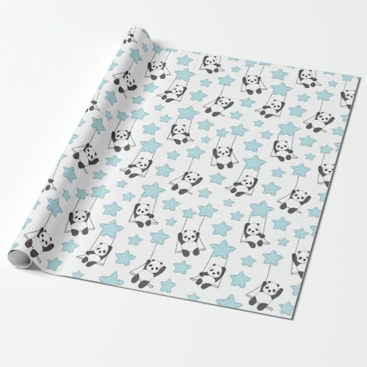Schattige Panda Beer onder de sterren | BABY Cadeaupapier (Uitgerold)