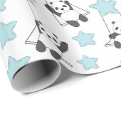 Schattige Panda Beer onder de sterren | BABY Cadeaupapier (Rol Hoek)