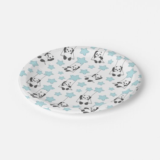 Schattige Panda Beer onder de sterren | BABY Papieren Bordje (Gekanteld)
