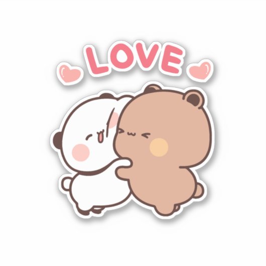 Schattige Panda beer paar, bubu en dudu knuffels l Sticker (Voorkant)