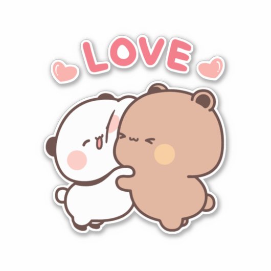 Schattige Panda beer paar, bubu en dudu knuffels l Sticker (Voorkant)