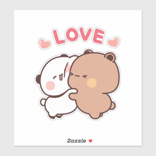 Schattige Panda beer paar, bubu en dudu knuffels l Sticker (Vel)