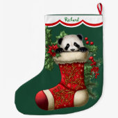 Schattige Panda Beer Peeking Grote Kerstsok (Achterkant)