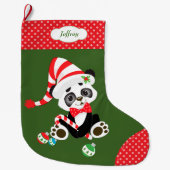 Schattige Panda Beer Polkadot Grote Kerstsok (Voorkant)