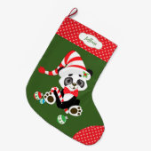 Schattige Panda Beer Polkadot Grote Kerstsok (Voorkant (Hangend))