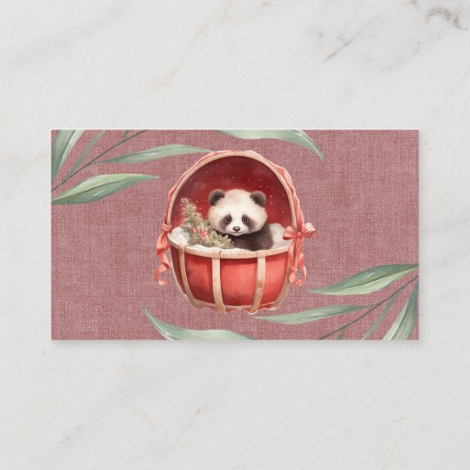 Schattige Panda Beer Rode Mand Luier Raffle Visitekaartje (Achterkant)