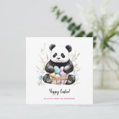 Schattige Panda Beer Rustiek Pasen Kaart (Staand voorkant)