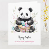 Schattige Panda Beer Rustiek Pasen Kaart (Gele Bloem)